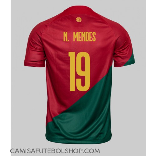 Camisa de time de futebol Portugal Nuno Mendes #19 Replicas 1º Equipamento Mundo 2022 Manga Curta